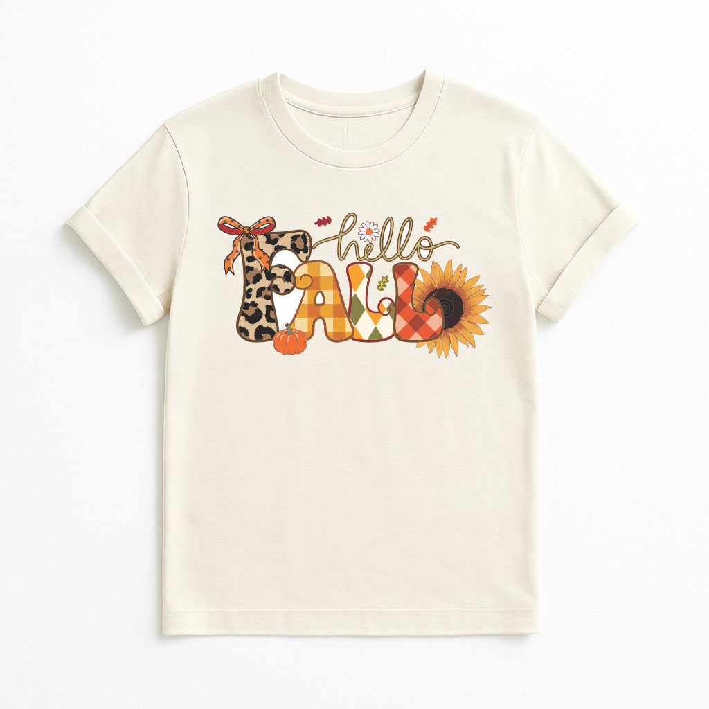 hello-fall-graphic-tshirt-natural-autumn-pumpkin-sunflower-leopard-print-plaid-tee