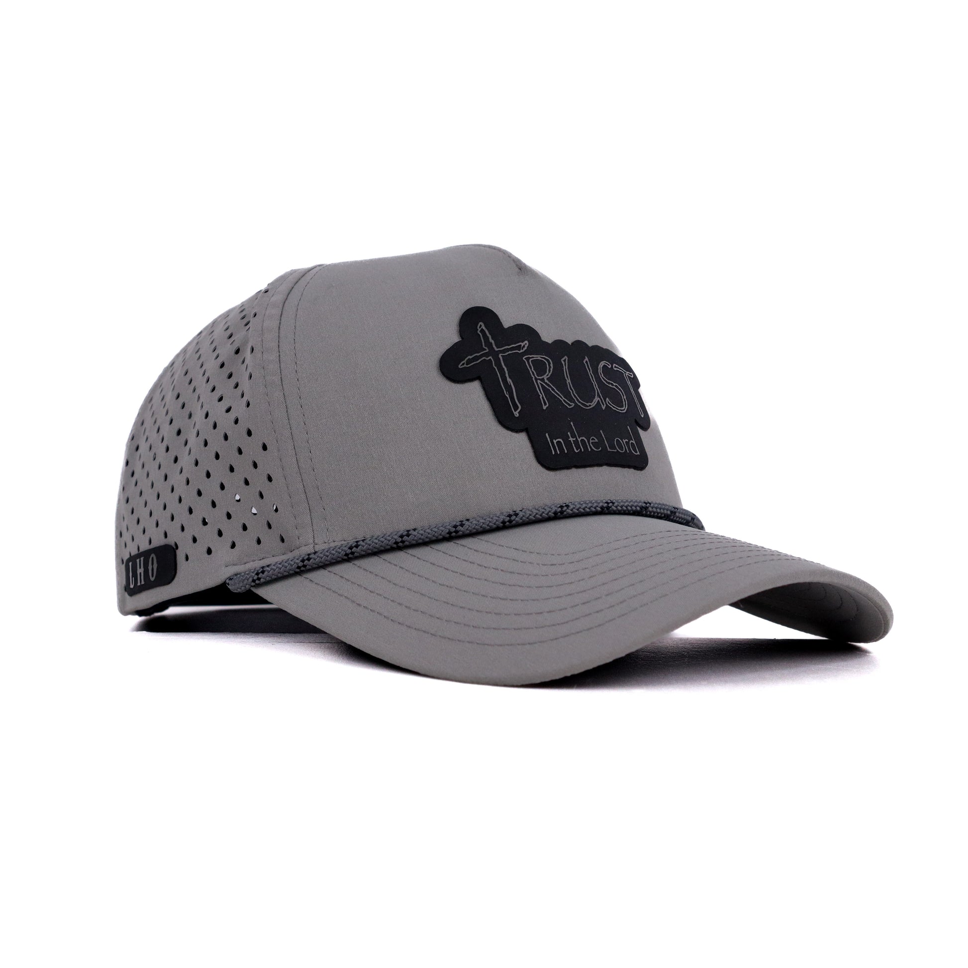 Gray cap with 'Trust in the Lord' text on a white background